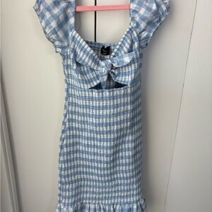 Vici Blue and White Gingham Mini Dress